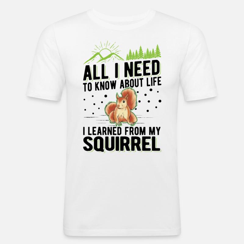 Squirrel Gift Grey Squirrel - Men's Slim Fit T-Shirt - white