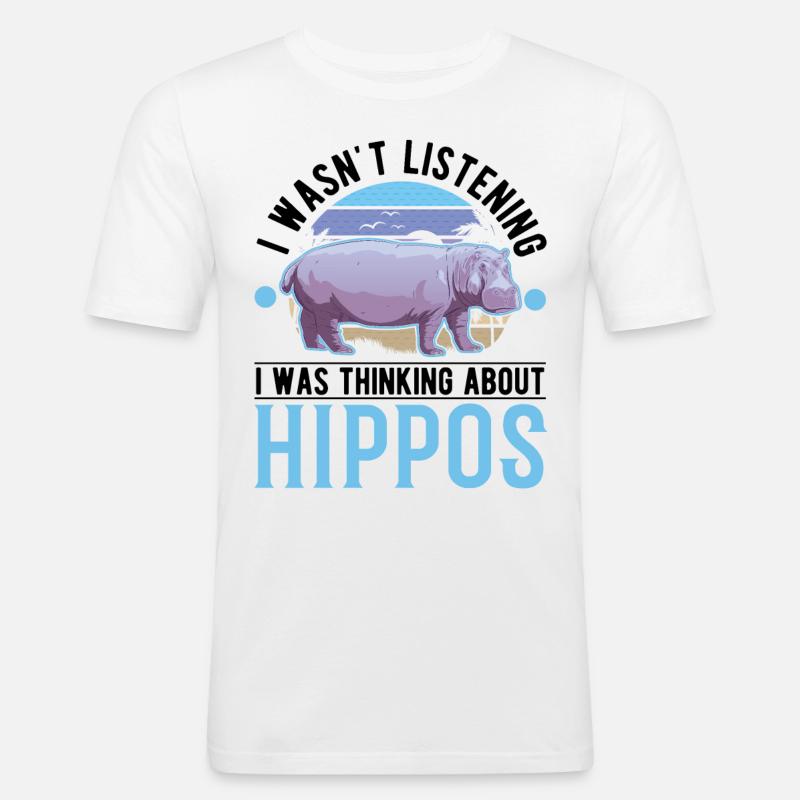 Nilpferd Geschenk Hippo Flusspferd - Männer Slim Fit T-Shirt - Weiß