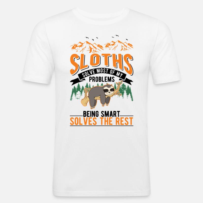 Faultier Geschenk Sloth - Männer Slim Fit T-Shirt - Weiß