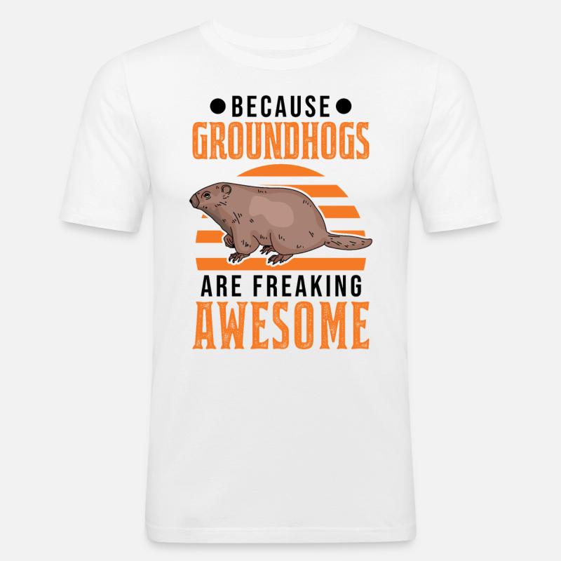 Murmeltier Groundhog Day Waldmurmeltier - Männer Slim Fit T-Shirt - Weiß