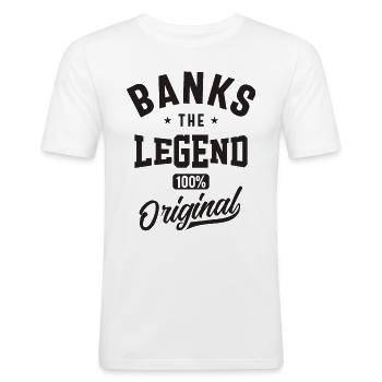 Banks Custom Name - Men's Slim Fit T-Shirt - white - Front - Nik (191cm)