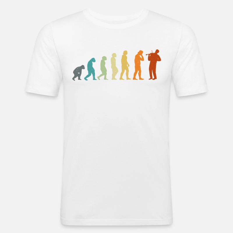 Violin Violinist Evolution Retro - Männer Slim Fit T-Shirt - Weiß
