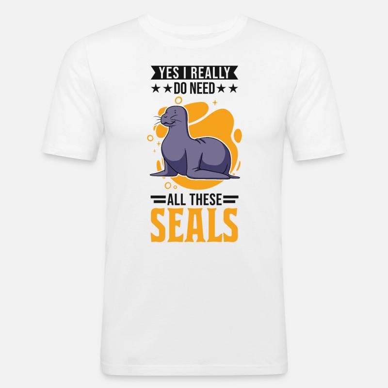 Robbe Geschenk Seehund Seelöwe - Männer Slim Fit T-Shirt - Weiß