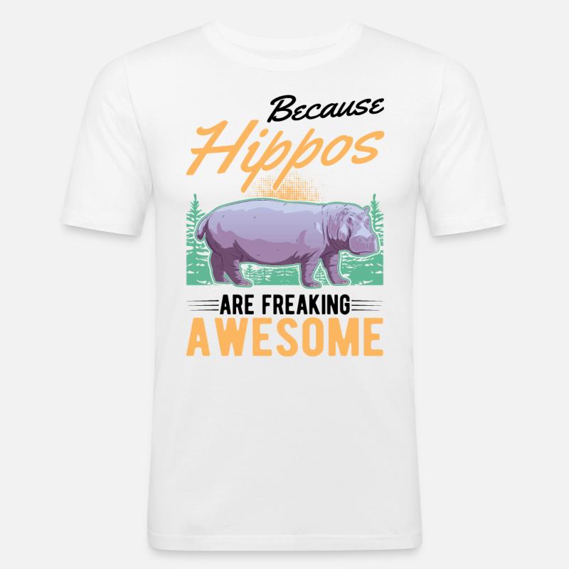 Nilpferd Geschenk Hippo Flusspferd - Männer Slim Fit T-Shirt - Weiß