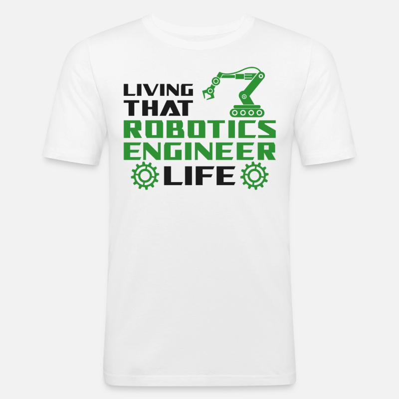 Robot Robotics Engineer Living - Männer Slim Fit T-Shirt - Weiß