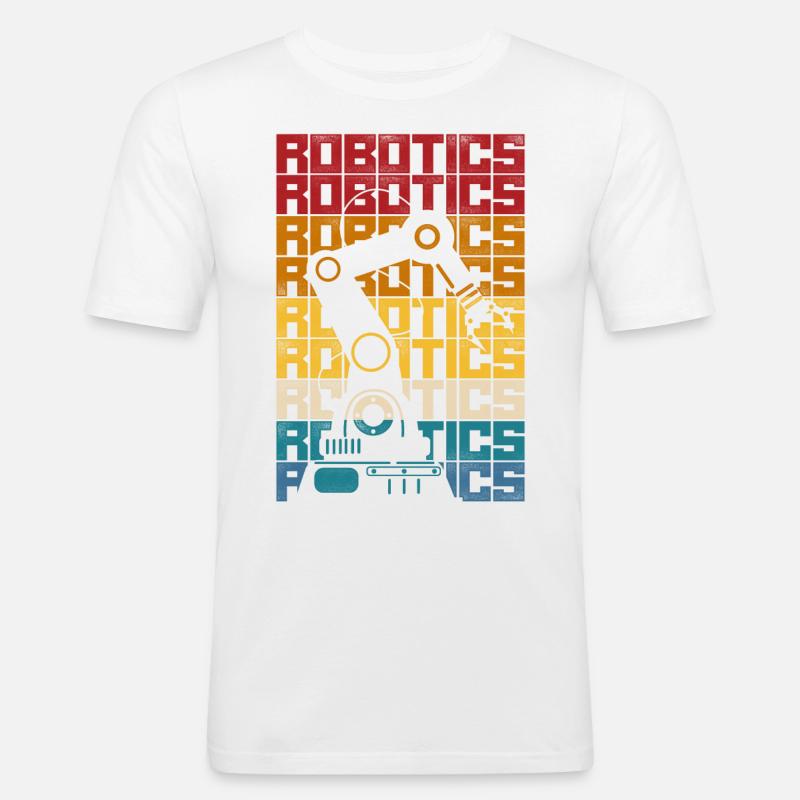 Robot Robotics Engineer Retro - Männer Slim Fit T-Shirt - Weiß