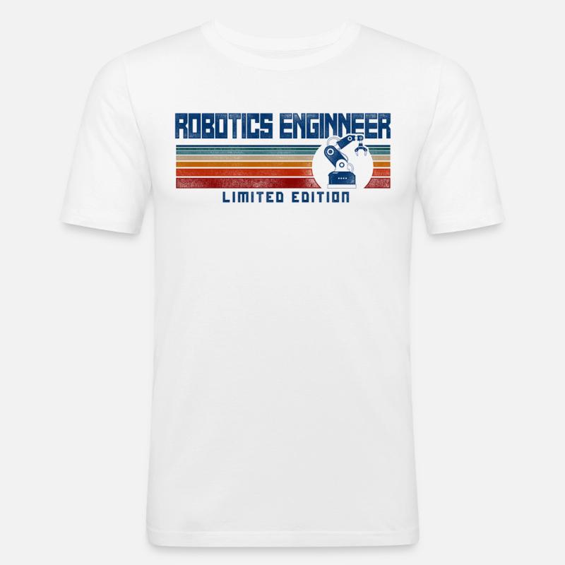 Robot Robotics Engineer Retro - Men's Slim Fit T-Shirt - white
