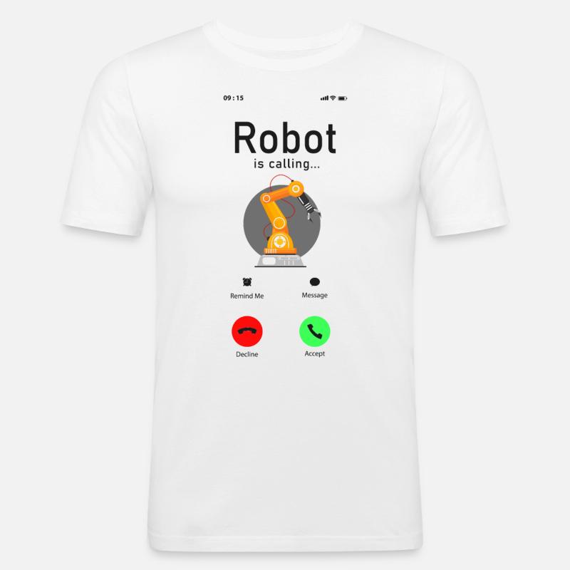 Robot Robotics Engineer Phone - Men's Slim Fit T-Shirt - white