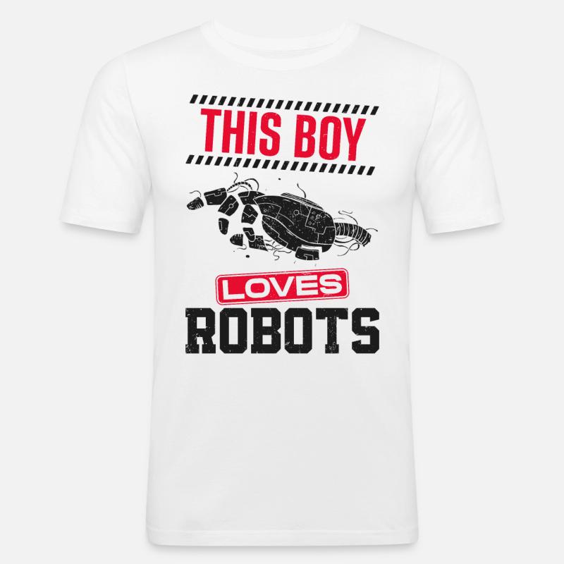 Robot Robotics Engineer Boy This - Männer Slim Fit T-Shirt - Weiß