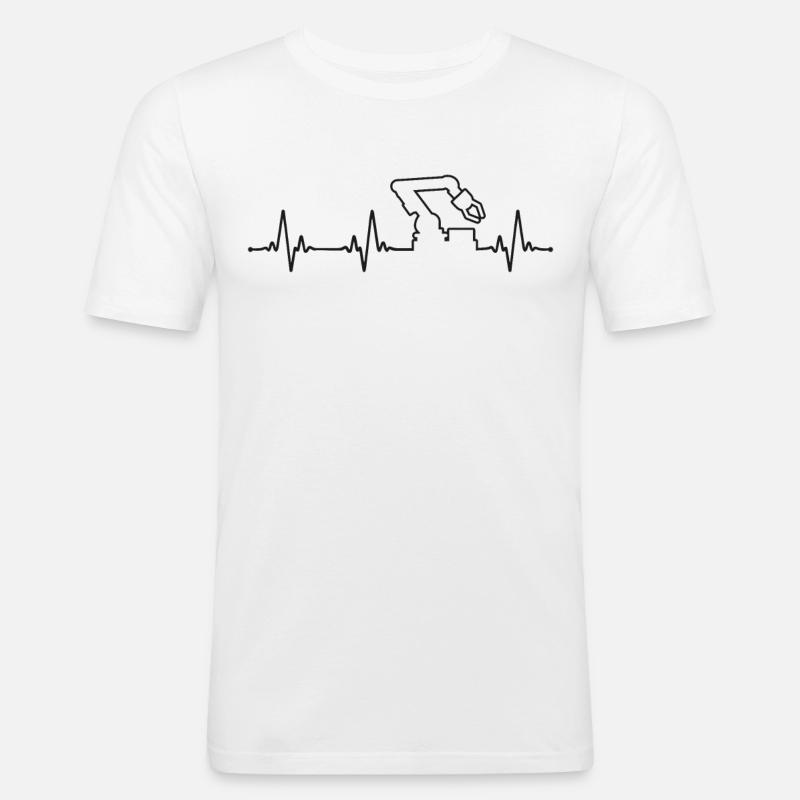Robot Robotics Engineer Heartbeat - Männer Slim Fit T-Shirt - Weiß