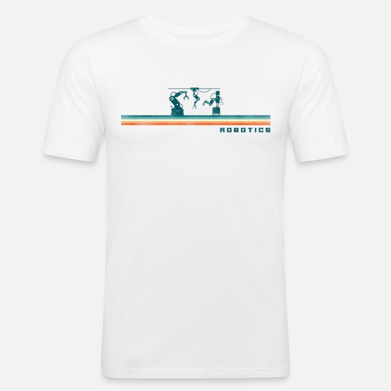 Robot Robotics Engineer Retro - Männer Slim Fit T-Shirt - Weiß