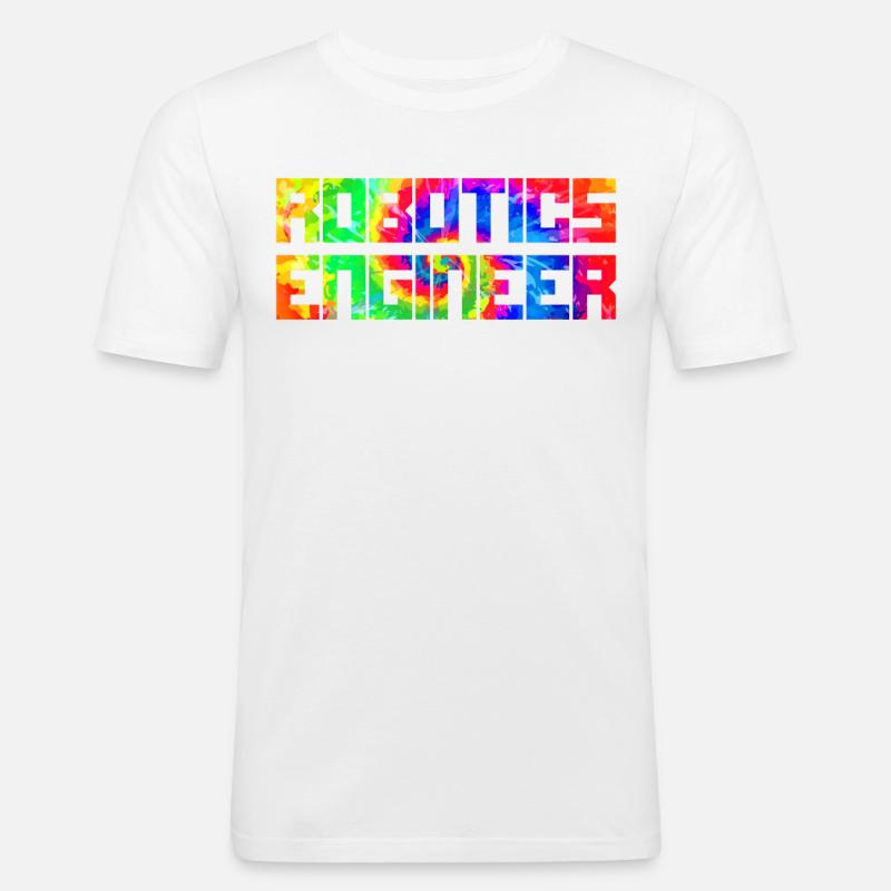 Robot Robotics Engineer Tie Dye - Männer Slim Fit T-Shirt - Weiß