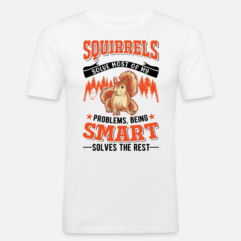 Eichhörnchen Geschenk Grauhörnchen Squirrel - Männer Slim Fit T-Shirt - Weiß