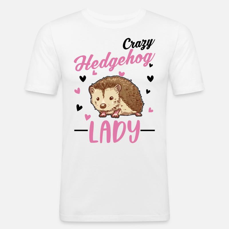 Crazy Hedgehog lady Igel Stacheligel - Männer Slim Fit T-Shirt - Weiß
