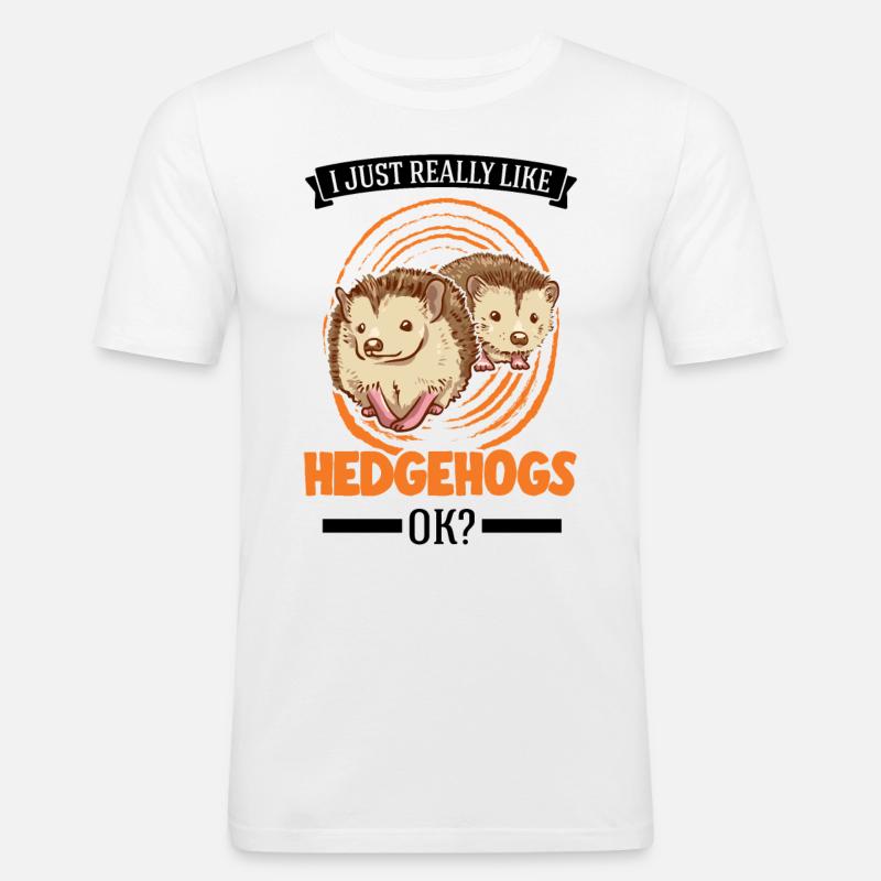 Ich mag einfach Igel - Männer Slim Fit T-Shirt - Weiß
