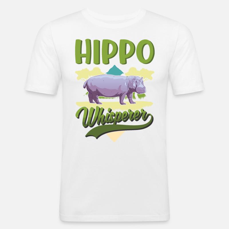 Nilpferd Flüsterer Hippo Flusspferd - Männer Slim Fit T-Shirt - Weiß