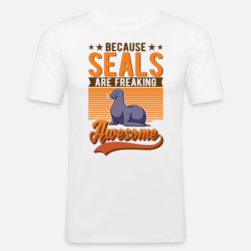 Robbe Geschenk Seehund Seelöwe - Männer Slim Fit T-Shirt - Weiß