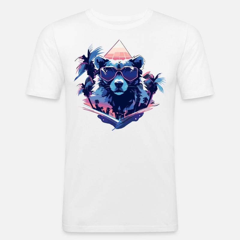 Future Bear mit Sonnenbrille - Männer Slim Fit T-Shirt - Weiß