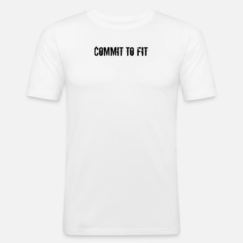 Fitness - Commit to fit - Männer Slim Fit T-Shirt - Weiß