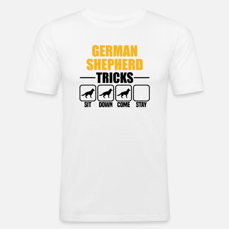 German Shepherd Tricks - Männer Slim Fit T-Shirt - Weiß