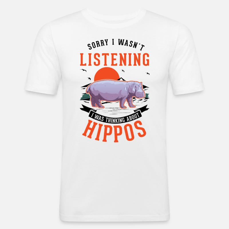 Nilpferd Geschenk Flusspferd Hippo - Männer Slim Fit T-Shirt - Weiß