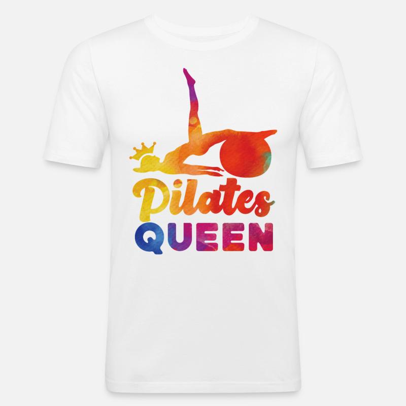 Pilates Instructor Teacher Queen - Männer Slim Fit T-Shirt - Weiß