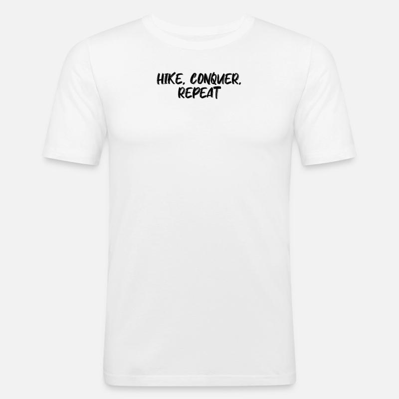 Wandern - Hike, conquer, repeat - Männer Slim Fit T-Shirt - Weiß