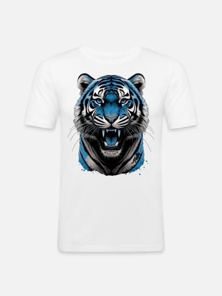 Blue Tiger 💙 - Men's Slim Fit T-Shirt - white