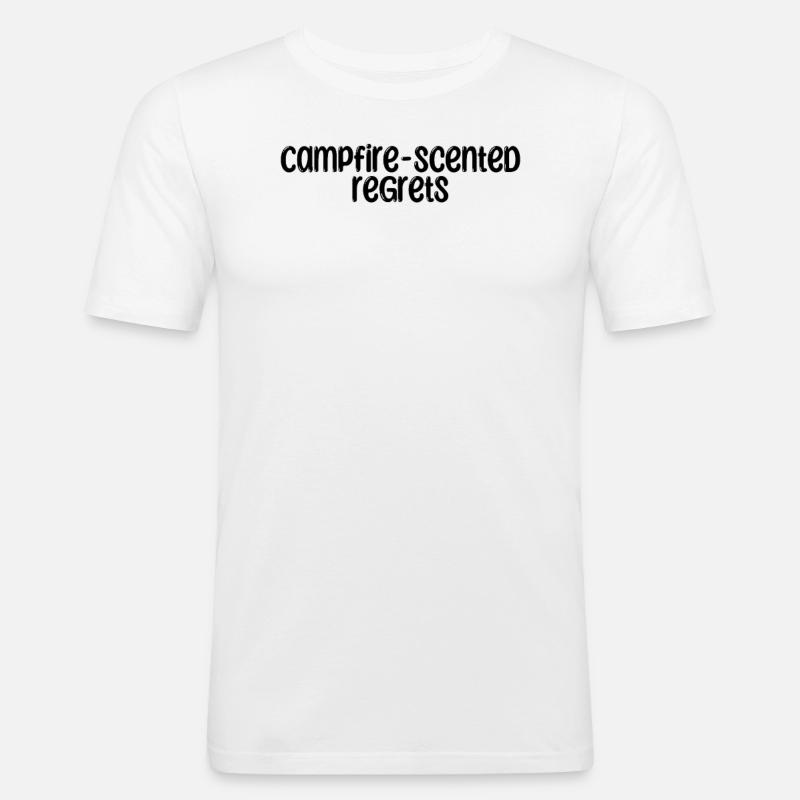 Camping - Campfire-scented regrets - Männer Slim Fit T-Shirt - Weiß