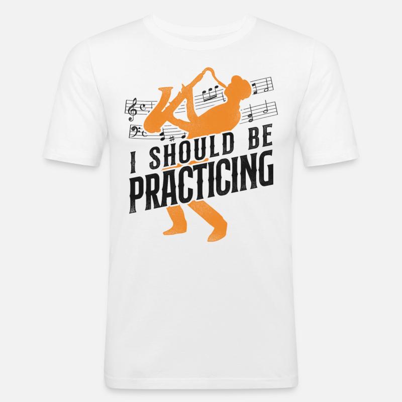 Saxophone I Should Be Practicing - Männer Slim Fit T-Shirt - Weiß