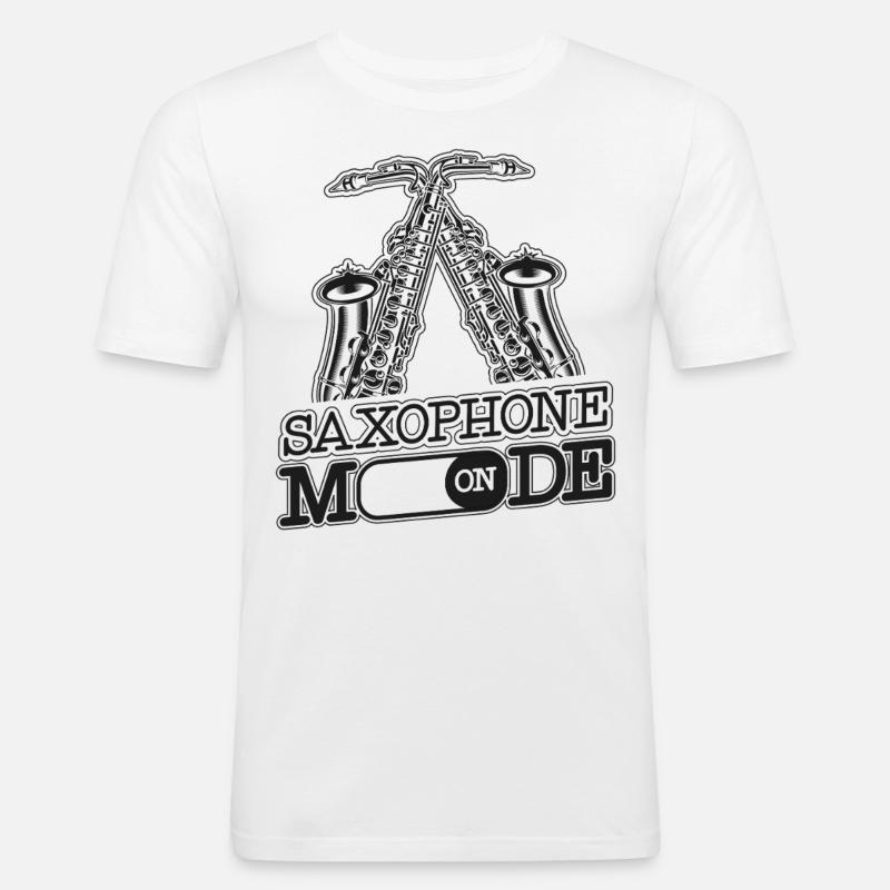 Saxophone Saxophone Mode On - Men's Slim Fit T-Shirt - white