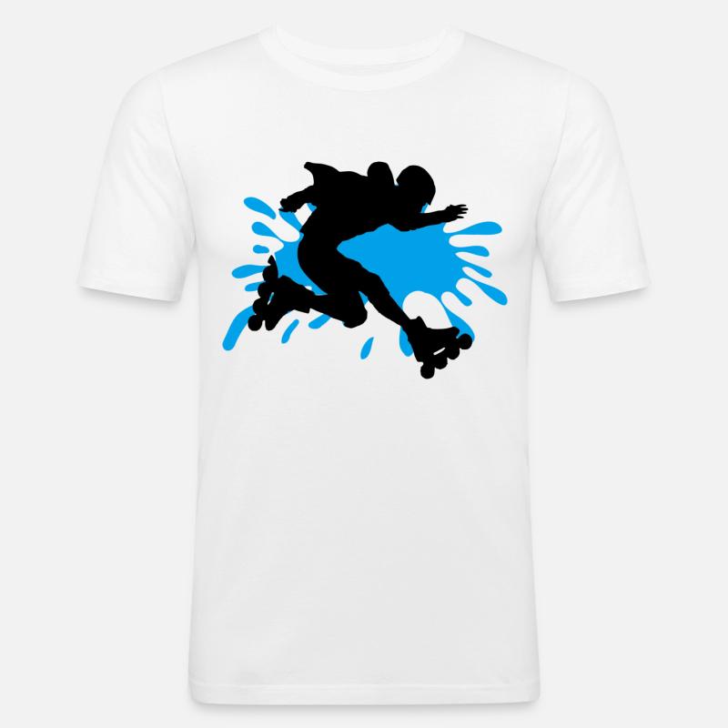 Roller Rollschuhe - Männer Slim Fit T-Shirt - Weiß