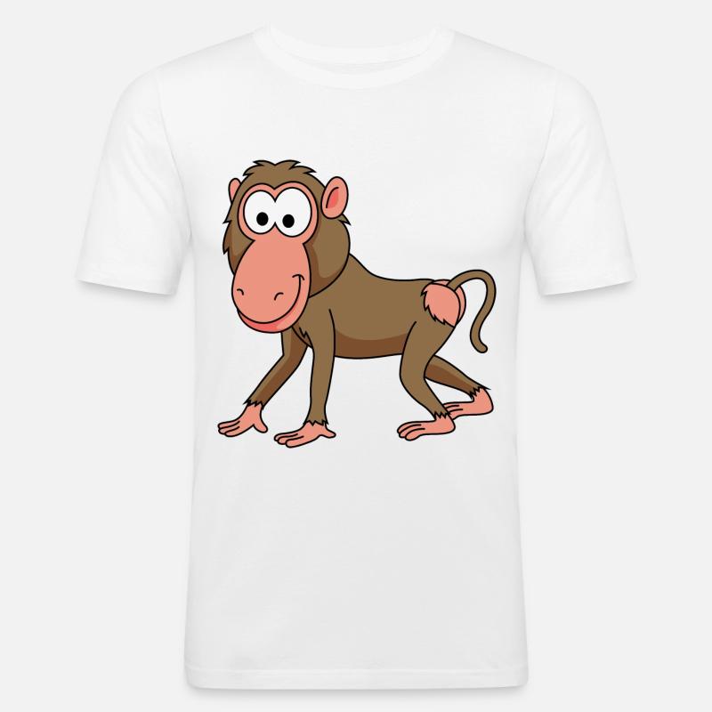 Monkey affe comic - Männer Slim Fit T-Shirt - Weiß
