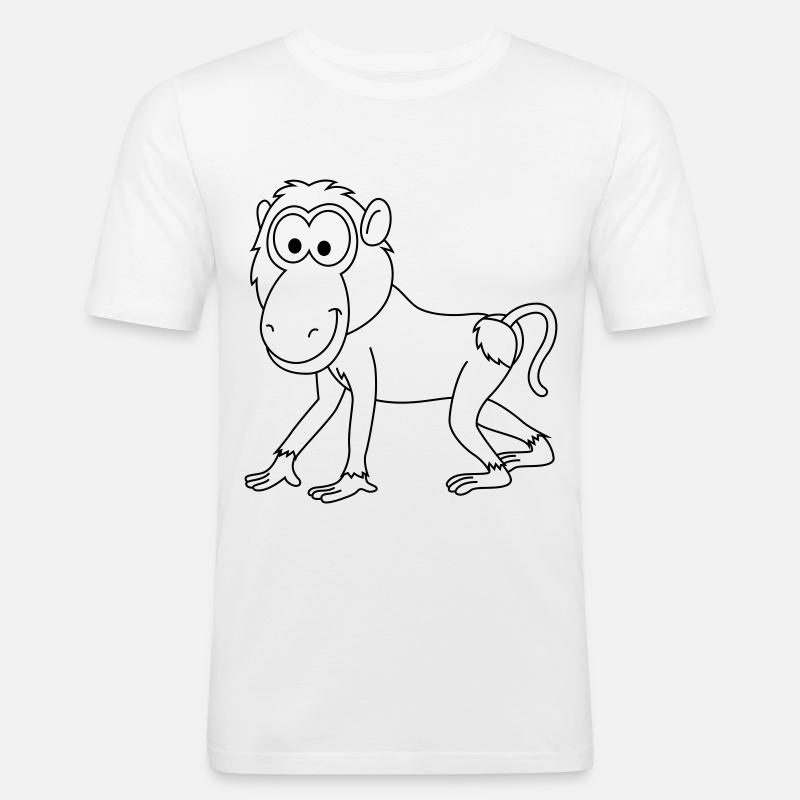 Monkey affe comic - Männer Slim Fit T-Shirt - Weiß
