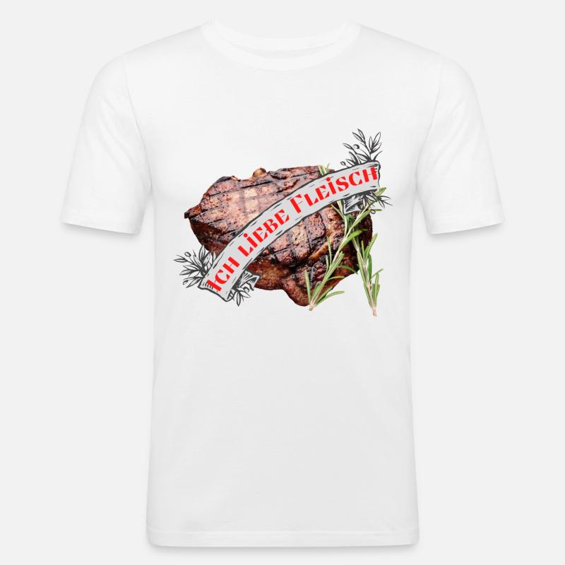 Ich liebe Fleisch - Männer Slim Fit T-Shirt - Weiß