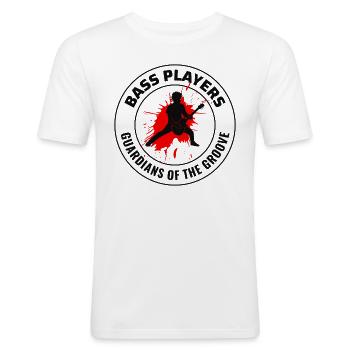 Bass Guitar Player Music Musician Bassist Funny - Men's Slim Fit T-Shirt - white - Front - Nik (191cm)