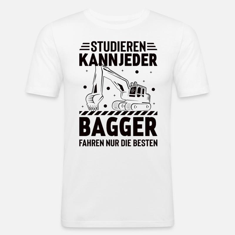 Bagger Baggerfahrer Baugeräte Baustelle - Männer Slim Fit T-Shirt - Weiß
