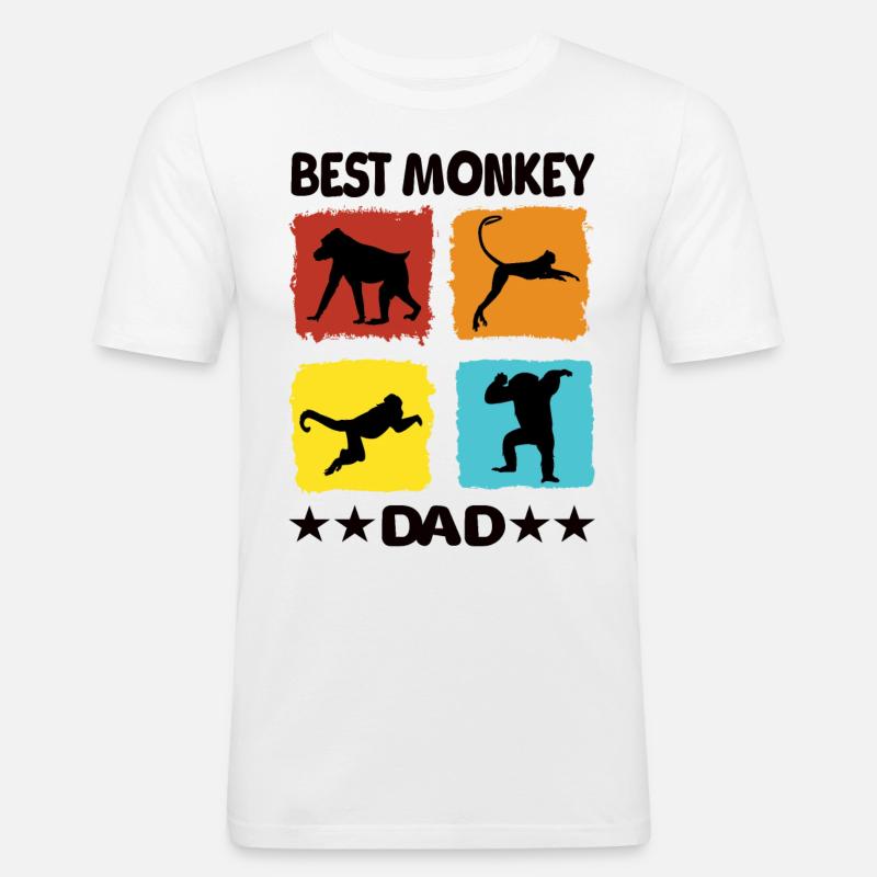 Best Monkey Dad - Männer Slim Fit T-Shirt - Weiß