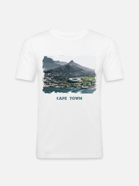 Cape Town Retro - Männer Slim Fit T-Shirt - Weiß