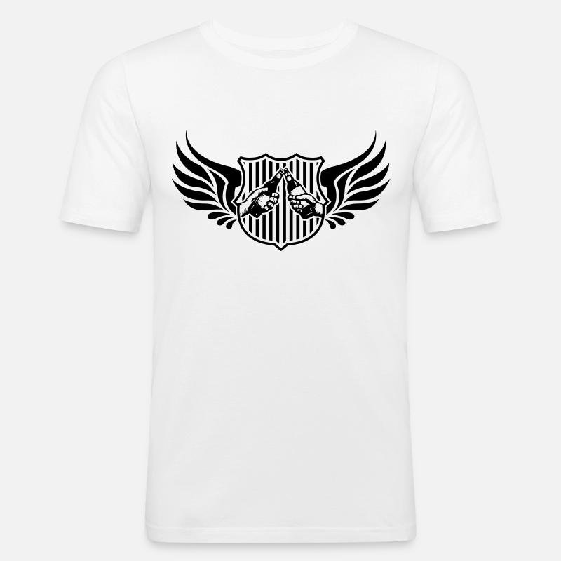 Drinking Team Logo - Männer Slim Fit T-Shirt - Weiß