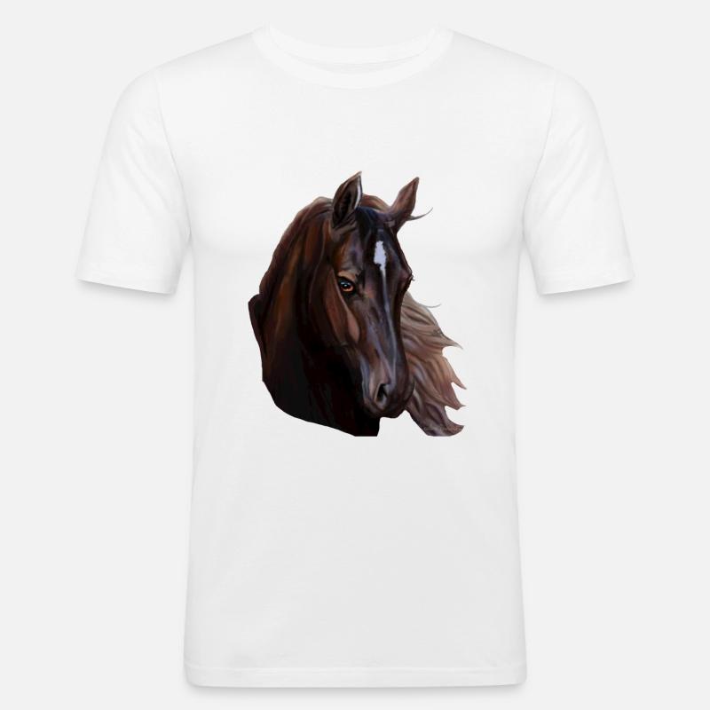 cavallo - Maglietta aderente da uomo - bianco