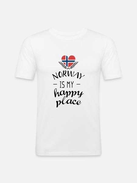 Norway Scandinavia Happy - Men's Slim Fit T-Shirt - white