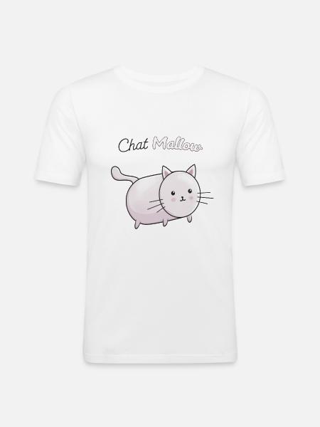 Chat Mallow - Männer Slim Fit T-Shirt - Weiß
