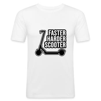 Faster Harder Scooter - Männer Slim Fit T-Shirt - Weiß - Vorne - Nik (191cm)