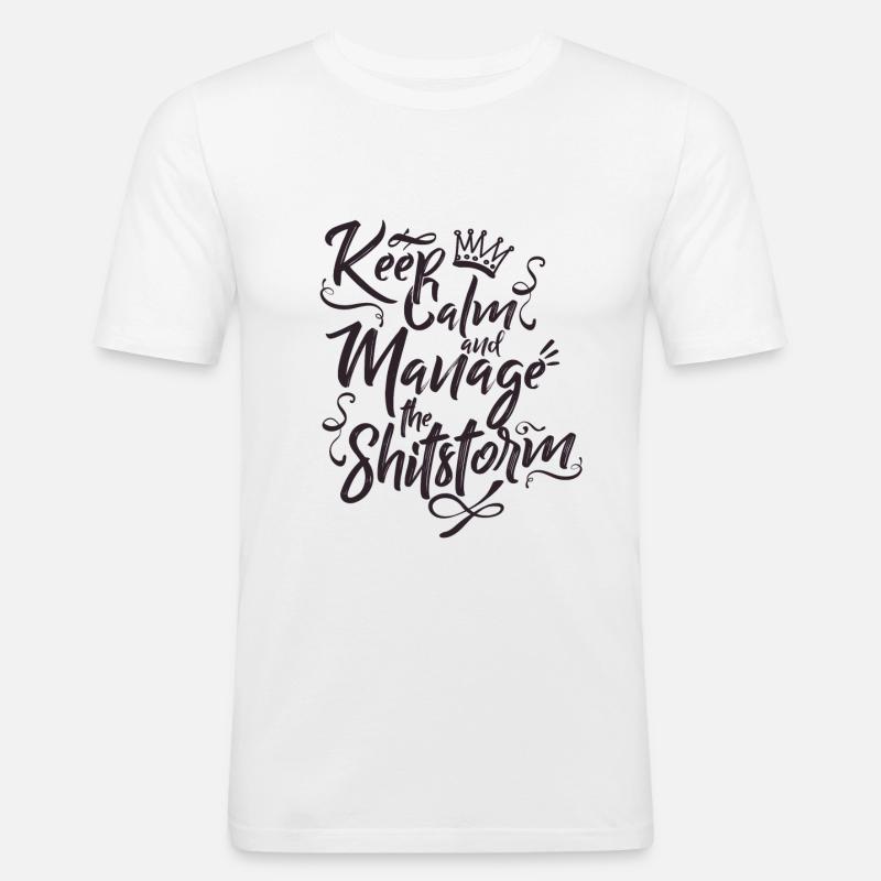Keep calm - Männer Slim Fit T-Shirt - Weiß