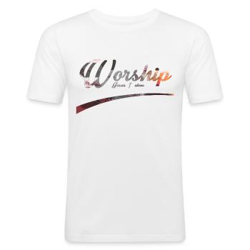 Worship - Männer Slim Fit T-Shirt - Weiß - Vorne - Nik (191cm)