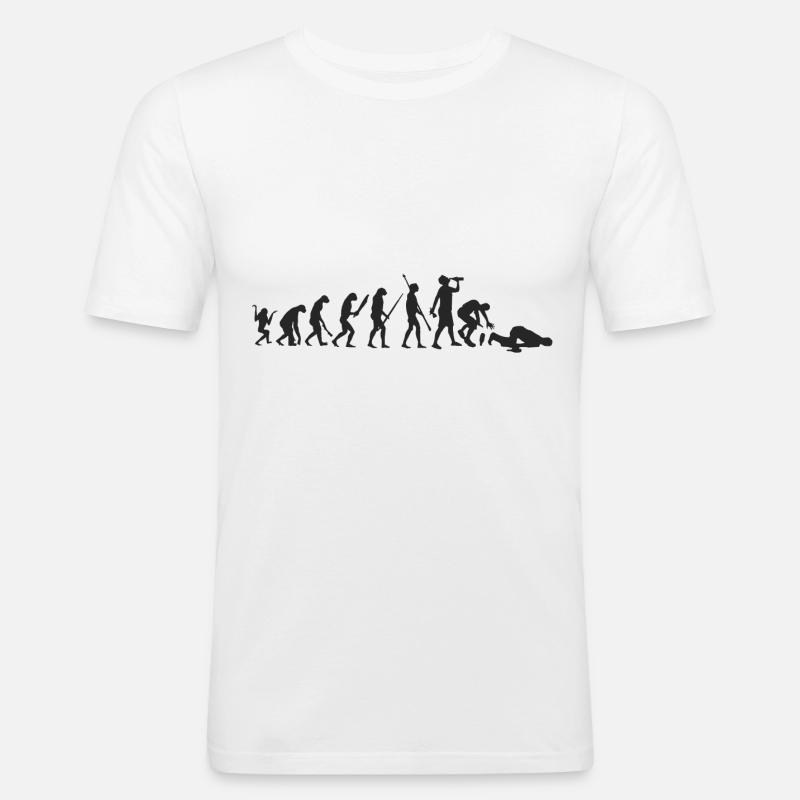 Bier – Shirt Evolution Trinken Geschenk - Männer Slim Fit T-Shirt - Weiß