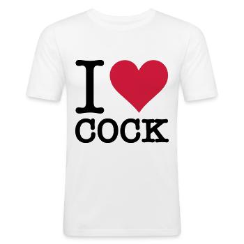 Ich liebe Schwanz - Männer Slim Fit T-Shirt - Weiß - Vorne - Nik (191cm)