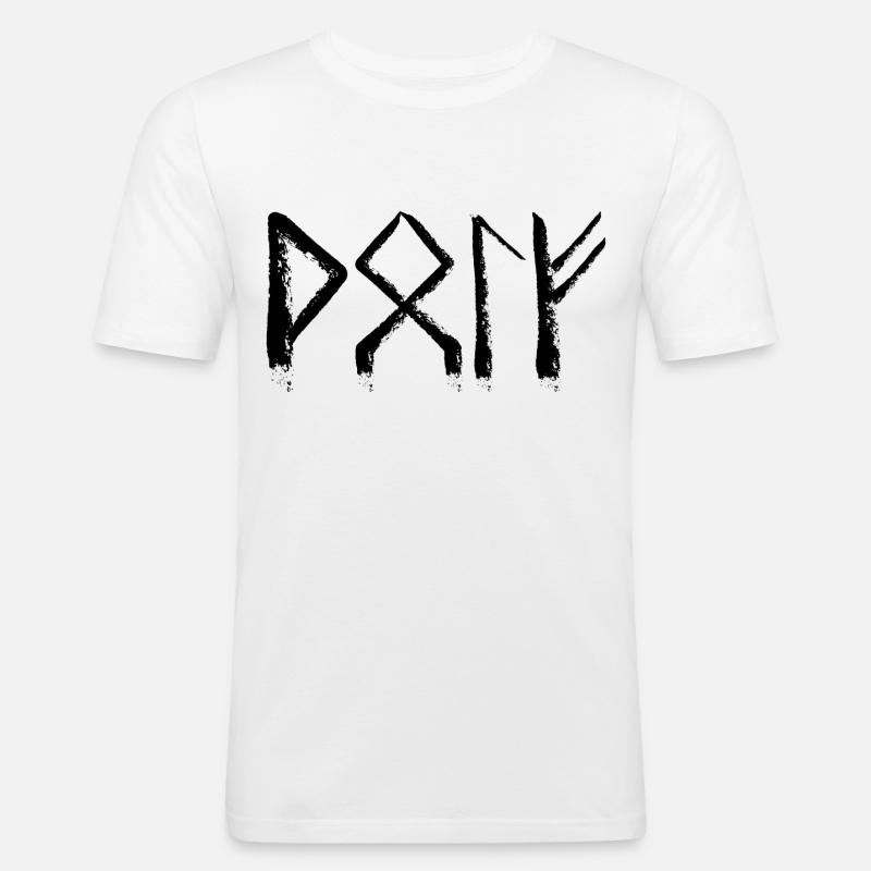 Wolf Runic Language - Men's Slim Fit T-Shirt - white