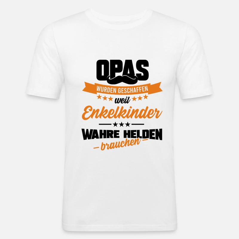 OPA HELD, GESCHENK - Männer Slim Fit T-Shirt - Weiß